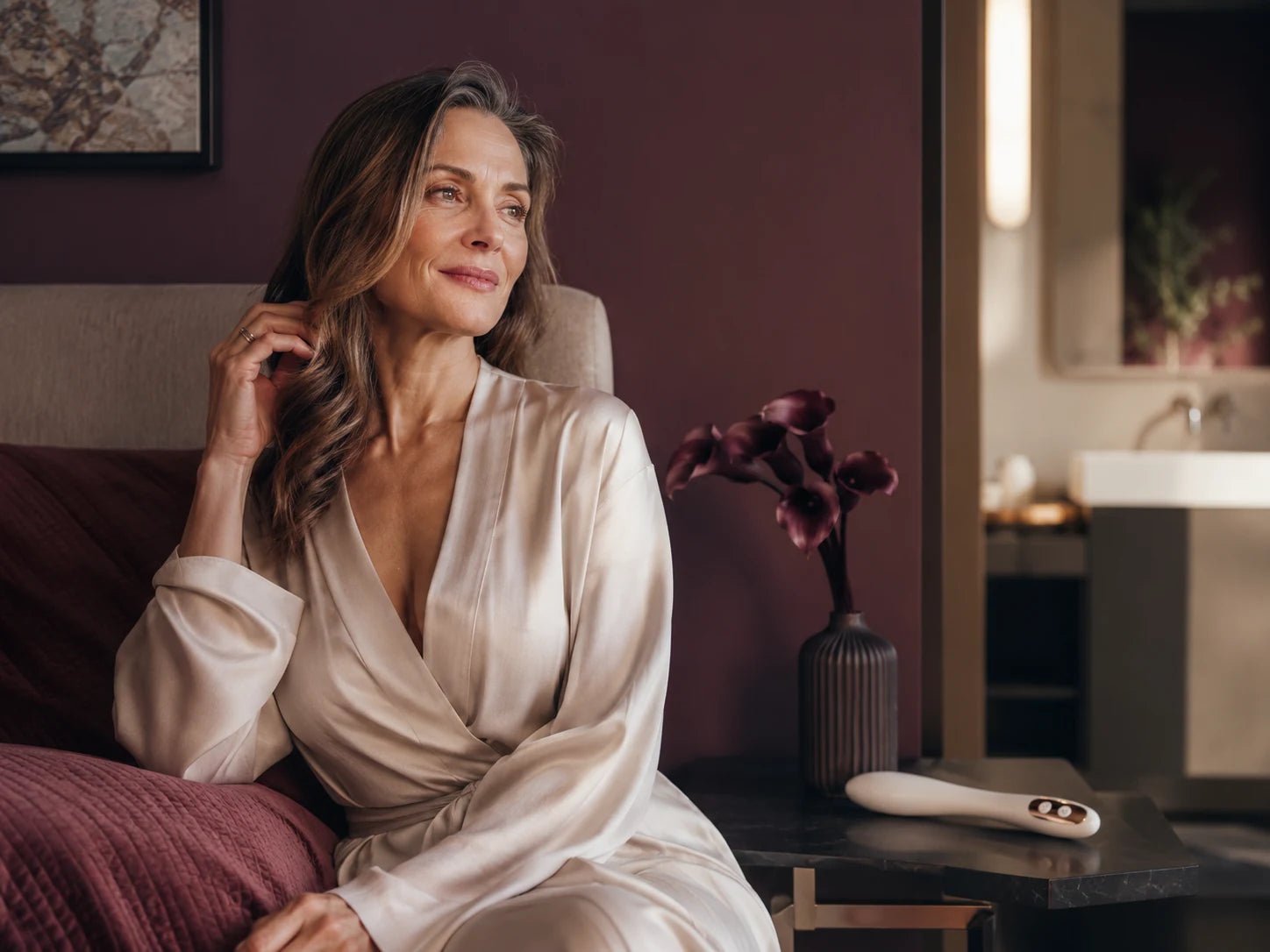 Mature woman in a calm premium Trundes home setting