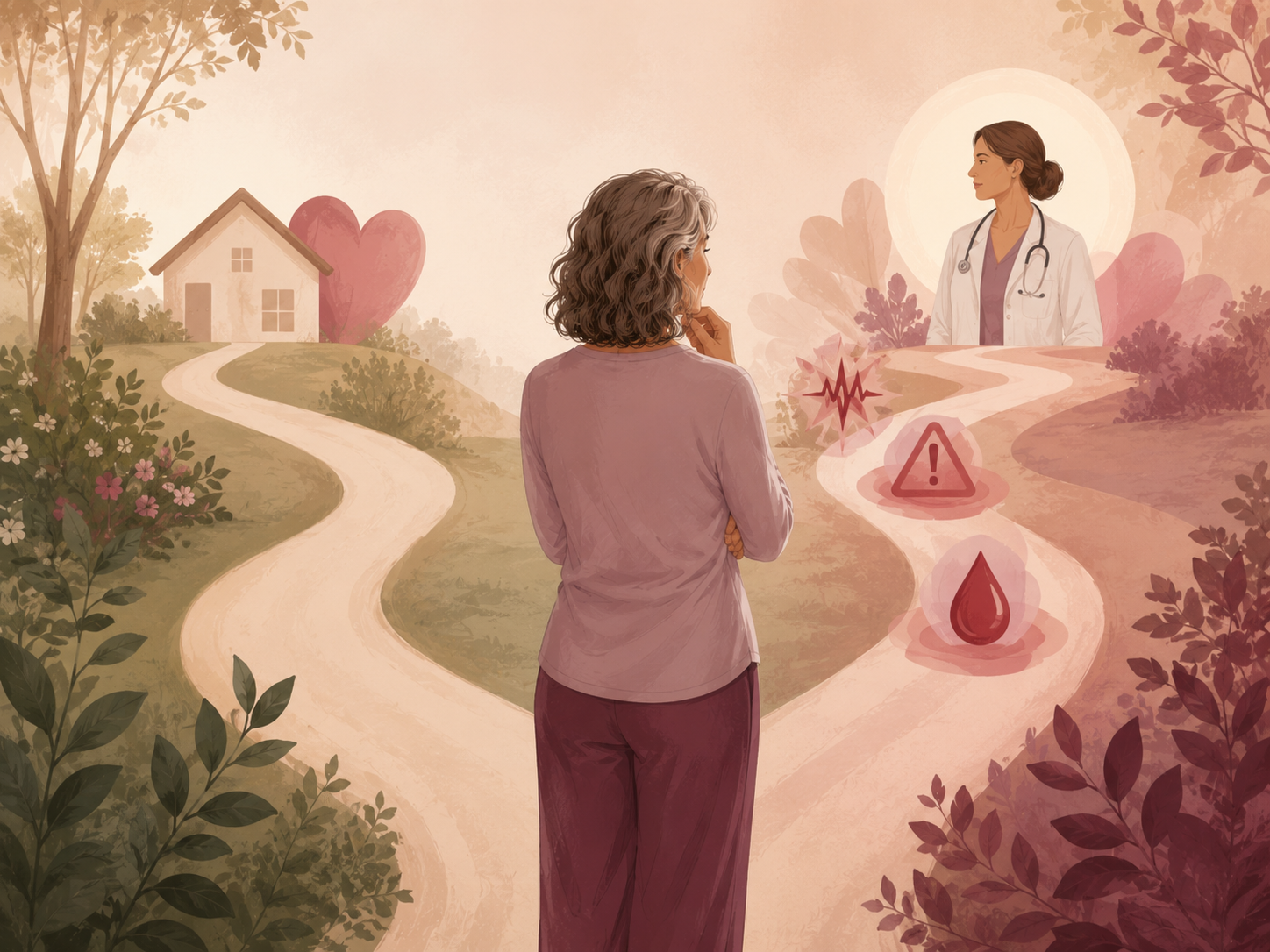 Decision path distinguishing general wellness interest from symptoms that need professional care.